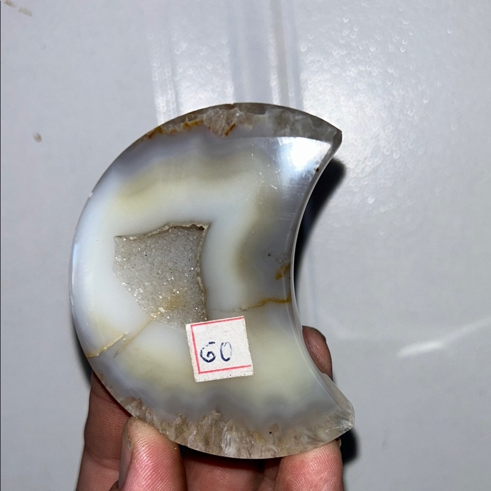 Natural Agate druzy Crescent Moon